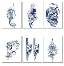 Blumen-Arm-Saft-Tattoo-Aufkleber Englische Buchstaben Für Männer Und Frauen Dunkel Wasserfest Langlebig Simulierte Kräuter-Tattoos von MOQNISE