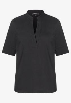 Baumwoll/Stretch Bluse mit Stehkragen, schwarz, Frühjahrs-Kollektion von MORE & MORE