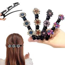 8 Stück Haarspangen mit drei Blumen, Haarspangen, Satin-Stoff-Haarbänder, Haarspangen zum Stylen, glitzernde Strass-Blumen-Haarspange, Geschenke für Frauen und Mädchen (C) von MOREASE
