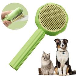 Katzenbürste Hundebürste, Tierhaarreiniger Bürste für Hunde und Katzen, Selbstreinigende Hunde- und Katzenbürste, Tierhaarentferner, Haarbürstenreiniger für kurzes, langes lockiges Haar, Grün von MOREASE