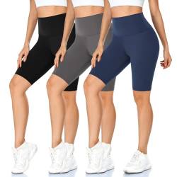 MOREFEEL Biker-Shorts für Damen, 3 Stück, 20,3 cm, hohe Taille, Yoga, Workout, Laufen, Stretch-Spandex-Shorts - Grau - L/XL von MOREFEEL