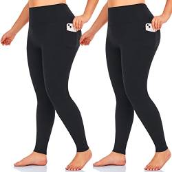 MOREFEEL Leggings in Übergröße für Damen, dehnbar, Größe XL, Bauchkontrolle, hohe Taille, Spandex, Workout, schwarze Yogahose von MOREFEEL
