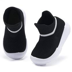 MORENDL Baby Lauflernschuhe Krabbelschuhe Babyschuhe Baby Hausschuhe für Kleinkind Jungen Mädchen Schwarz EU 22 von MORENDL