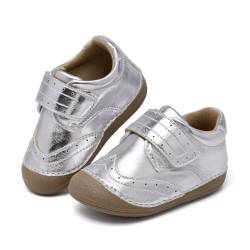 MORENDL Baby Lauflernschuhe Unisex Mary Jane Babyschuhe Krabbelschuhe für Kleinkind Jungen Mädchen Silber EU 22 von MORENDL