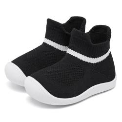 MORENDL Lauflernschuhe Jungen Mädchen rutschfeste Kleinkind Hausschuhe Babyschuhe Unisex Baby Slipper Schwarz EU 18 von MORENDL