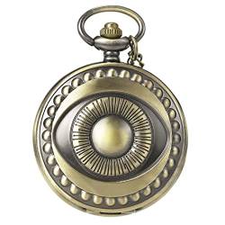 MORFONG Vintage Taschenuhr Quarz Taschenuhr mit Halskette 3D Auge Design Taschenuhr Antik Uhr für Männer Frauen Vater Opa Geburtstag Jahrestag von MORFONG