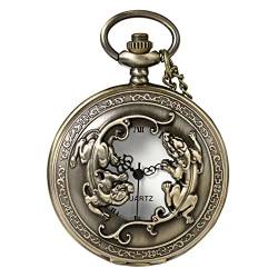 MORFONG Vintage Taschenuhr Quarz Taschenuhr mit Halskette Halbjäger Taschenuhr Antik Uhr für Männer Frauen Vater Opa Geburtstag Jahrestag von MORFONG