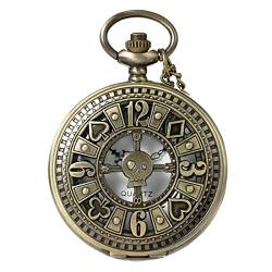 MORFONG Vintage Taschenuhr Quarz Taschenuhr mit Halskette Poker Design Taschenuhr Antik Uhr für Männer Frauen Vater Opa Geburtstag Jahrestag von MORFONG