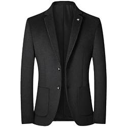 Herren Wolle Blazer Herren Hochzeit Anzug Solid Business Casual Wollanzug Jacke Herren Kleidung Mäntel, Schwarz , XL von MORISTE