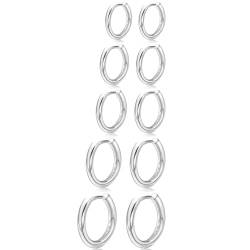 4 Paar kleine Creolen für Damen 925 Silber Post Huggie Creolen Set 18 Karat Gold/Silber Creolen Schläfer Ohrringe für Mädchen Mehrere Piercings Kleine Kugelohrstecker von MOROTOLE