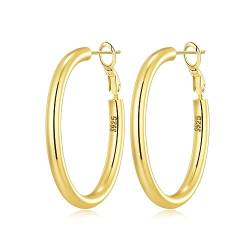 MOROTOLE Thick Gold Hoop Ohrringe für Frauen 14k Gold vergoldet Hoops Große Gold Hoop Ohrringe Lightweight Hypoallergen Chunky Gold Hoops von MOROTOLE