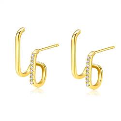 S925 Sterling Silber Klaue Ohrringe Klaue Manschette Ohrringe für Damen Ohrringe die wie mehrere Piercings aussehen Gold Silber Ear Crawler Ohrringe Teenager Mädchen von MOROTOLE