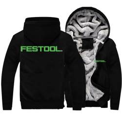 Herren Fleece Hoodies Jacken für F.ES-Tool Print Hooed Sweatshirts Warmer Mantel Langarm Sport Tops Outwear-Black||XL von MORRIX