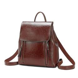 MOSAMHUA Vintage Rucksack Damen Leder Schultertasche Geldbörse Frauen Casual Daypacks Reiserucksack für Arbeit Einkaufen von MOSAMHUA