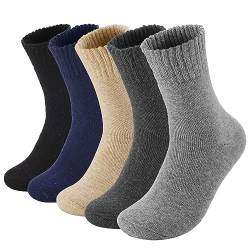 MOSOTECH Thermosocken Herren, Warme Dicke Wintersocken Frotteesohle Thermo StrickSocken Kuschelsocken Geschenke für Herren im Winter 5 Paar, Thermo Atmungsaktiv, EU 39-45 von MOSOTECH