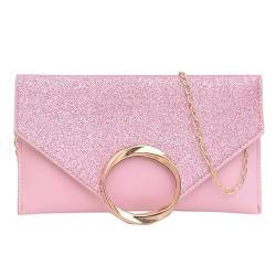 MOSSTYUS Damen Abendtaschen Crossbody Umhängetasche Umschlag Clutch Handtaschen Hochzeit Cocktail Abschlussball Party Geldbörsen mit Kette, Rosa 1#1# £¨ Kreis Dekoration Stil), Einheitsgröße, Retro von MOSSTYUS