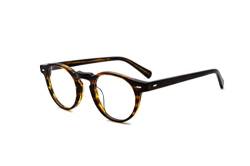 MOSTAR Mode Retro Rund Blaulichtfilter Brille für Damen Herren ohne Sehstärke Anti Blaulicht UV Schutzbrille Vollrandbrille gegen Augenbelastung Entspiegelte Nerdbrille von MOSTAR