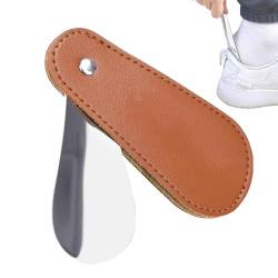 MOTHAF Reise-Schuhlöffel, tragbarer Schuhlöffel,Schuhanziehwerkzeug mit PU-Lederbezug - Schuhhelfer für unterwegs, Stiefel-Schuhlöffel für Männer, Frauen, Kinder von MOTHAF