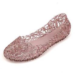 MOTIVE LIFE Weiche Glitzernde Slip on Sandalen für Damen mit Net Vamp,Rosa 35 EU von MOTIVE LIFE