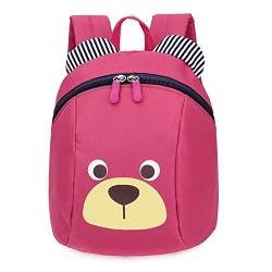 MOTOLIMO Kinderrucksack Anti verloren Kinder Rucksack Mini Bär Schule Tasche für Baby Jungen Mädchen Kleinkinder 1-3 Jahre (Rose Rot) von MOTOLIMO