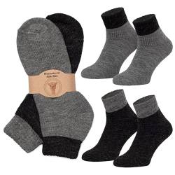 MOUNTREX Alpaka Socken, Kurze Wollsocken für Damen, Herren - Wintersocken, Kuschelsocken - 2 Paar (Grau/Anthrazit - Kurz, 43-46) von MOUNTREX