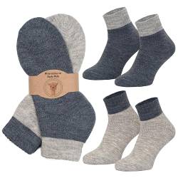 MOUNTREX Alpaka Socken, Kurze Wollsocken für Damen, Herren - Wintersocken, Kuschelsocken - 2 Paar (Grau/Jeans - Kurz, 35-38) von MOUNTREX
