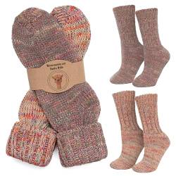 MOUNTREX Alpaka Socken, Wollsocken für Damen, Herren - Warme Wintersocken, Stricksocken mit Umschlag - 2 Paar (37-41, Beige/Grau) von MOUNTREX