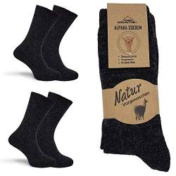MOUNTREX Alpaka Socken, Wollsocken für Damen, Herren - Wintersocken, Kuschelsocken - 2 Paar, Anthrazit (Dünn), 35-38 von MOUNTREX