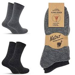 MOUNTREX Alpaka Socken, Wollsocken für Damen, Herren - Wintersocken, Warme Haussocken, Thermosocken - Kuschelsocken - 2 Paar, Grau/Anthrazit (Dick Thermo), 35-38 von MOUNTREX