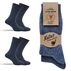 MOUNTREX Alpaka Socken, Wollsocken für Damen, Herren - Wintersocken, Warme Kuschelsocken - 2 Paar, Jeans (Dünn), 35-38 von MOUNTREX