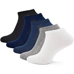 MOUNTREX Sneaker Socken Damen & Herren (10 Paar) Kurze Socken, Sneakersocken - Weiß, Grau, Anthrazit, Jeans, Dunkel Blau, 39-42 von MOUNTREX