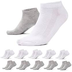 MOUNTREX Sneaker Socken Damen & Herren (10 Paar) Kurze Socken, Sneakersocken - Weiß & Grau, 39-42 von MOUNTREX