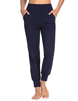 MOVE BEYOND Butterweiche Jogginghose für Damen mit 4 Taschen Aktiv-Jogginghose mit hoher Taille Workout Yoga Lounge Hose, Blau, M von MOVE BEYOND