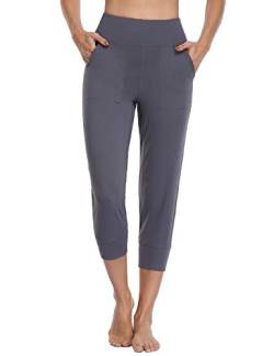 MOVE BEYOND Butterweiche Jogginghose für Damen mit 4 Taschen Aktiv-Jogginghose mit hoher Taille Workout Yoga Lounge Hose, Grau, M von MOVE BEYOND