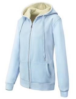 MOVE BEYOND Sweatjacke Damen Kapuzenjacke Hoodie Fleece mit Zipper Fleecepullover Fleecejacke mit Kapuze Winterjacke Kapuzenpullover, Blau, XL von MOVE BEYOND