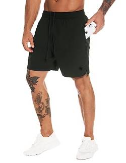 Herren 2-in-1 Workout Laufshorts 17,8 cm schnell trocknend Athletic Shorts mit Futter Gym Training Short für Männer mit Handtuchschlaufe, Olivgrün, XX-Large von MOVEUP