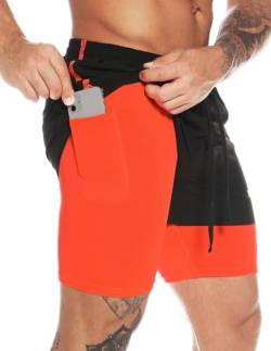 MOVEUP Herren 2 in 1 Shorts Schnelltrocknende Laufshorts mit Taschen Sport Kurze Hosen Fitness Laufhose Jogginghose für Übung von MOVEUP