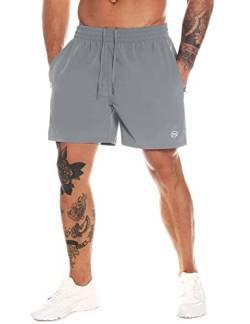 MOVEUP Herren Sport Shorts Kurze Hose Schnell Trocknend Sporthose Leicht mit Reißverschlusstasche mit Handtuchschlaufe läuft von MOVEUP