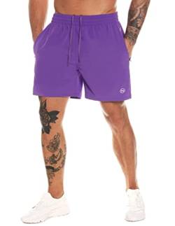 MOVEUP Herren Sport Shorts Kurze Hose Schnell Trocknend Sporthose Leicht mit Reißverschlusstasche mit Handtuchschlaufe von MOVEUP