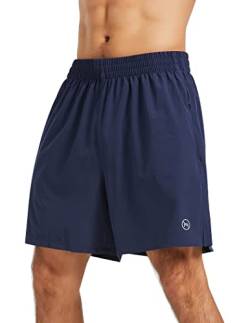 MOVEUP Herren Sport Shorts Kurze Hose Schnell Trocknend Sporthose Leicht mit Reißverschlusstasche mit Handtuchschlaufe von MOVEUP