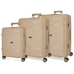 Movom Dimension Koffer Set Beige 55/66/75 cm starr Polypropylen Verschluss TSA 78L 11,3 kg 4 Doppelrollen Handgepäck, Beige, Kofferset von MOVOM