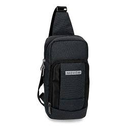 Movom Herren Gepäcktasche mit Trimmen, schwarz/weiß, 16x31x5.5 cms, Cross-Umhängetasche von MOVOM