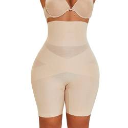 MOVWIN Shapewear für Frauen Bauchkontrolle Hohe Taille Nahtlose Body Shaper Oberschenkel Abnehmen Kurze Unterwäsche, Beige, Large von MOVWIN