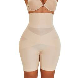 MOVWIN Shapewear für Frauen Bauchkontrolle Hohe Taille Nahtlose Body Shaper Oberschenkel Abnehmen Kurze Unterwäsche, Beige, Medium von MOVWIN