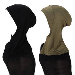 MOWEN 2 Stück Modal Baumwolle Hijab Cap Unterschal zum Islamische Muslimische,Sommer Hut Elastische Headscarf Cap (2P-11) von MOWEN