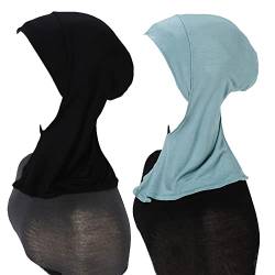 MOWEN 2 Stück Modal Baumwolle Hijab Cap Unterschal zum Islamische Muslimische,Sommer Hut Elastische Headscarf Cap (2P-12) von MOWEN