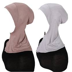 MOWEN 2 Stück Modal Baumwolle Hijab Cap Unterschal zum Islamische Muslimische,Sommer Hut Elastische Headscarf Cap (2P-15) von MOWEN