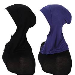 MOWEN 2 Stück Modal Baumwolle Hijab Cap Unterschal zum Islamische Muslimische,Sommer Hut Elastische Headscarf Cap (2P-3) von MOWEN
