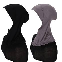 MOWEN 2 Stück Modal Baumwolle Hijab Cap Unterschal zum Islamische Muslimische,Sommer Hut Elastische Headscarf Cap (2P-4) von MOWEN