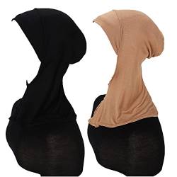 MOWEN 2 Stück Modal Baumwolle Hijab Cap Unterschal zum Islamische Muslimische,Sommer Hut Elastische Headscarf Cap (2P-7) von MOWEN